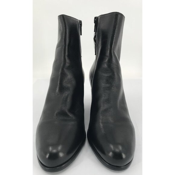 Stuart Weitzman Boots Womens Size 8.5 Black Leather Hidden Wedge Side Zip - Picture 3 of 11